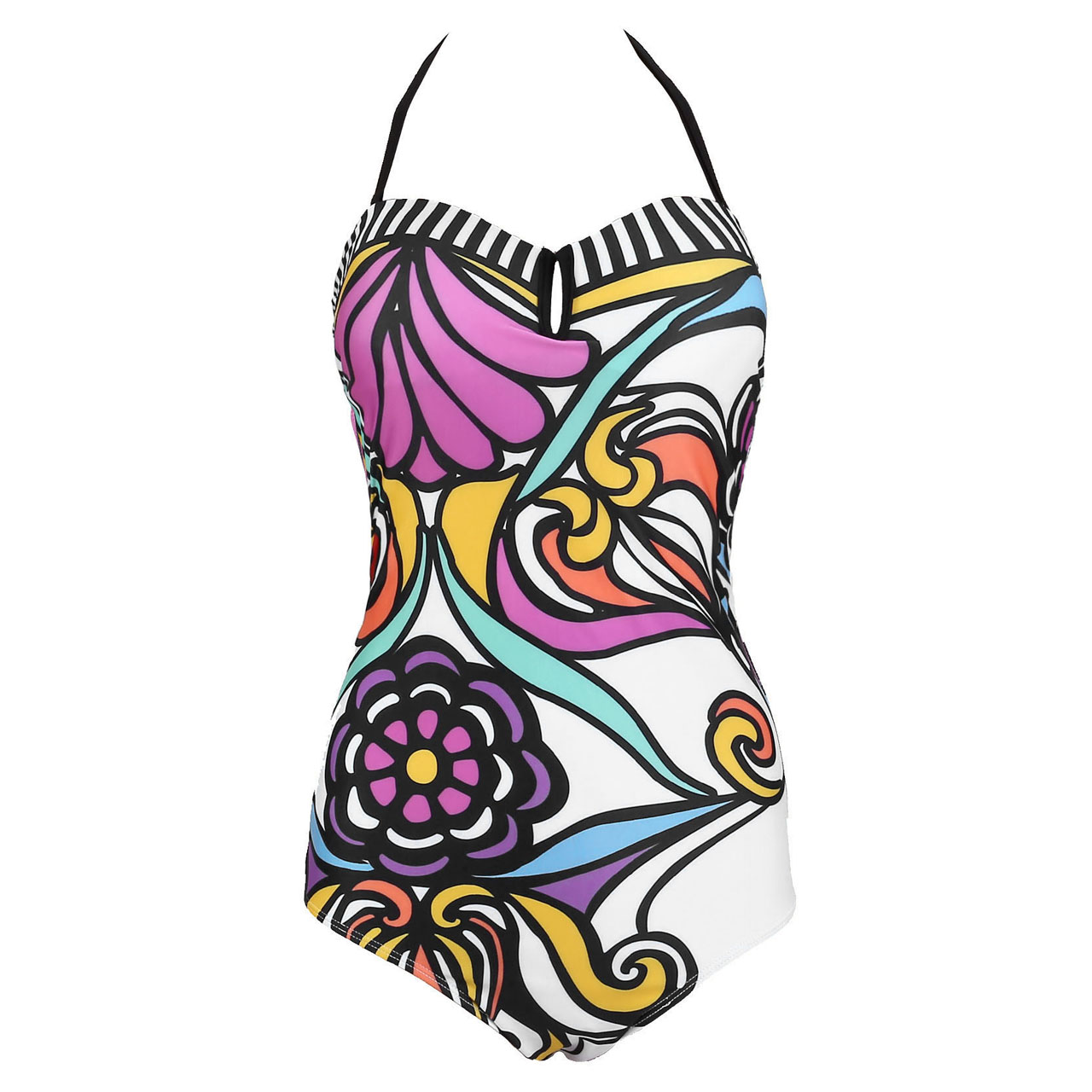 Ayliss Women Sexy Backless Floral Halter Push Up Monokini Swimsuit
